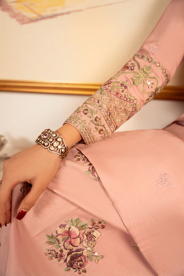 Gulzar lilac tussle silk suit - front view