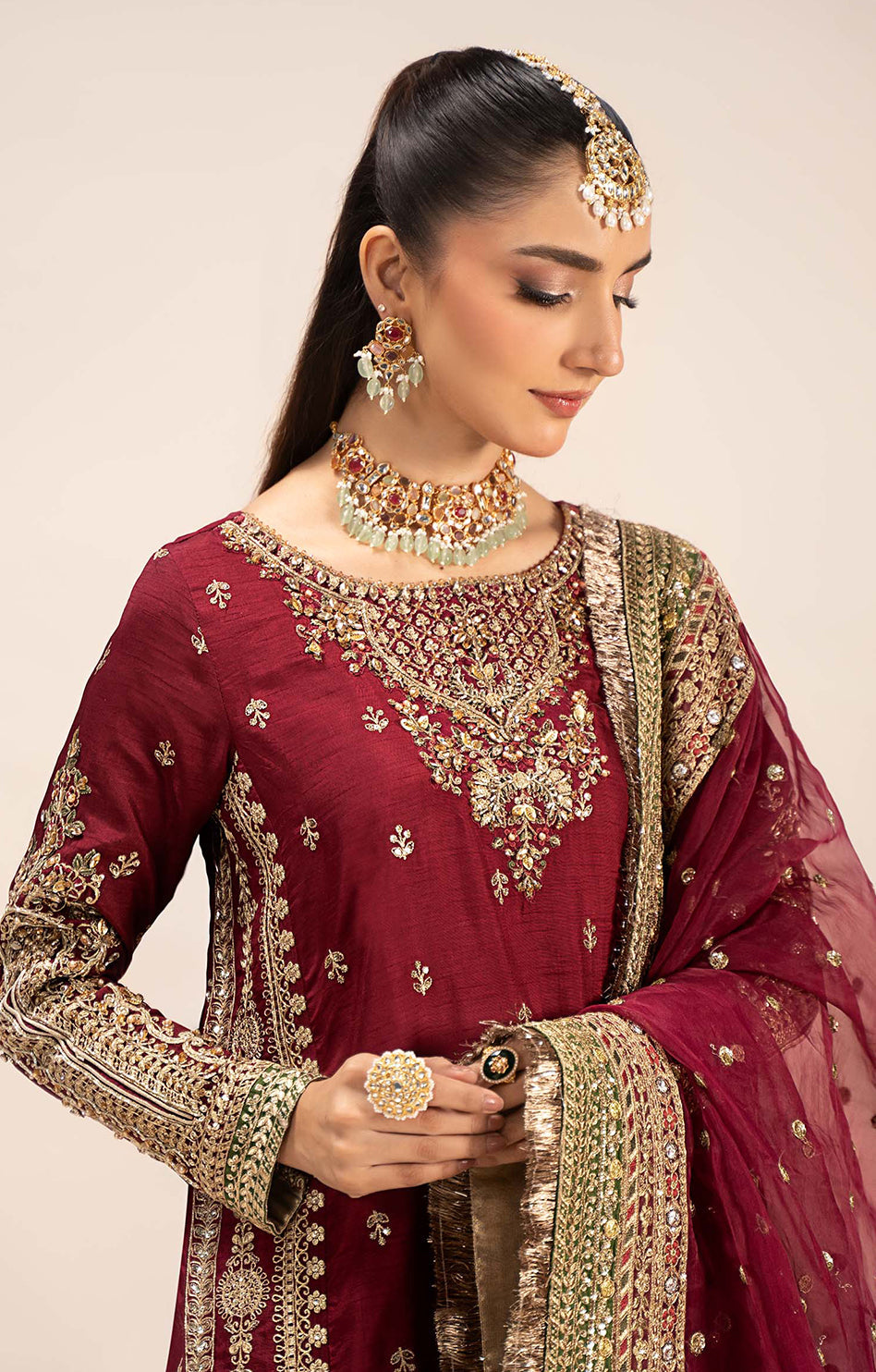 Maria B raw silk suit EF-EF25 - styled look