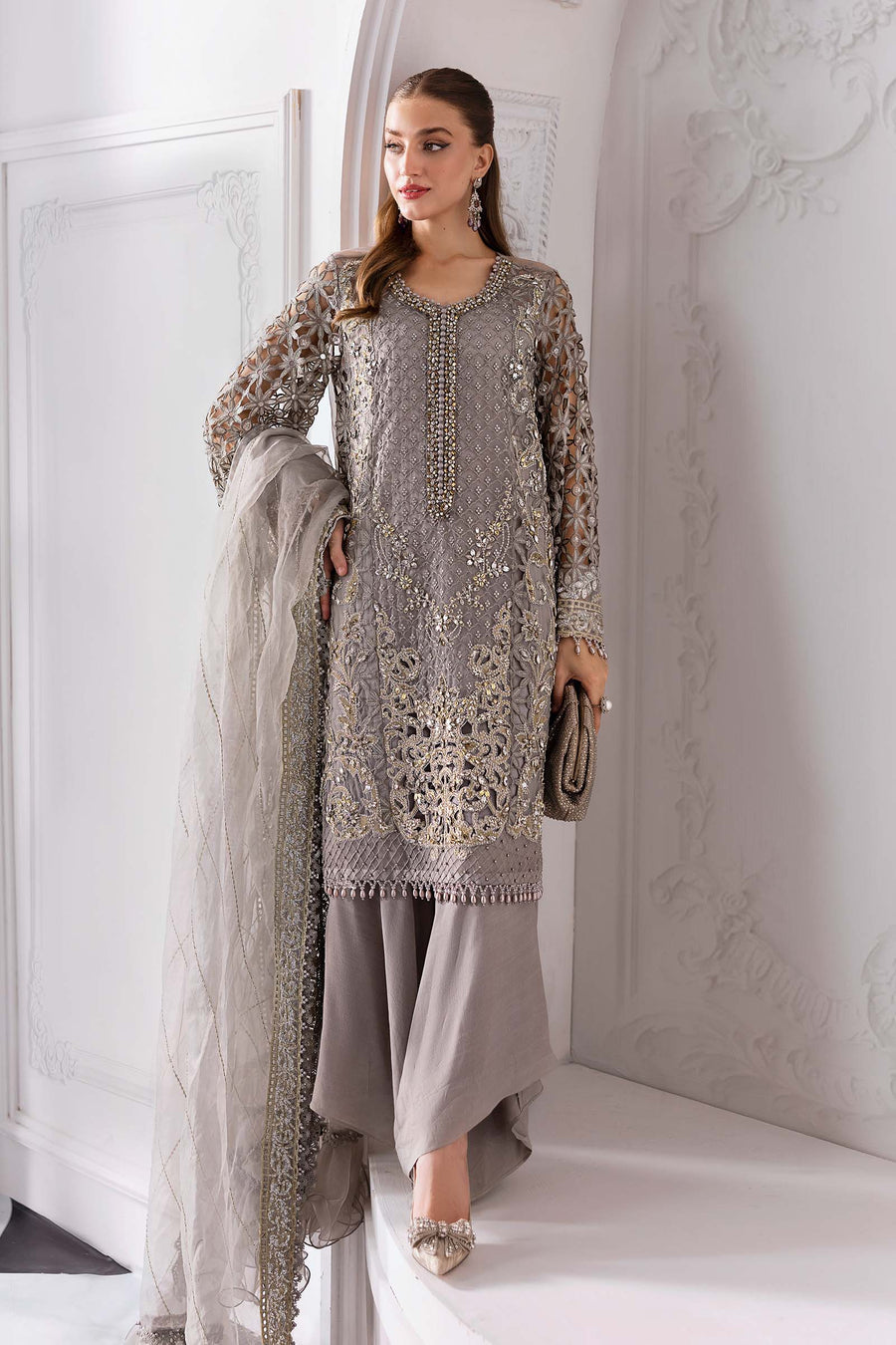 Maria B - 3 Piece Unstitched Embroidered Organza Suit | BD-3006