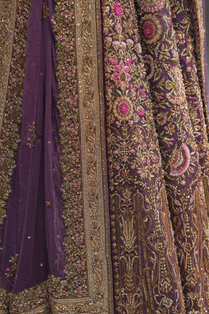 Mirbail wine net lehenga choli by Fahad Hussayn - additional view 3