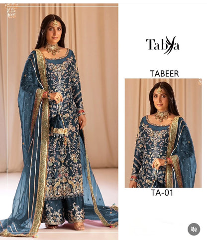 Tabeer raw silk adda work suit by Tabya at Fatimaa Store