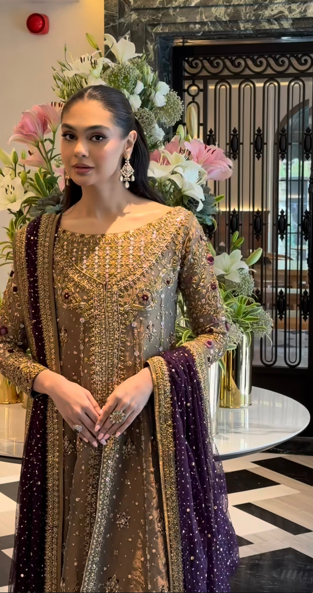 Aroha tissue masoori suit by Haris Shakeel - styled look