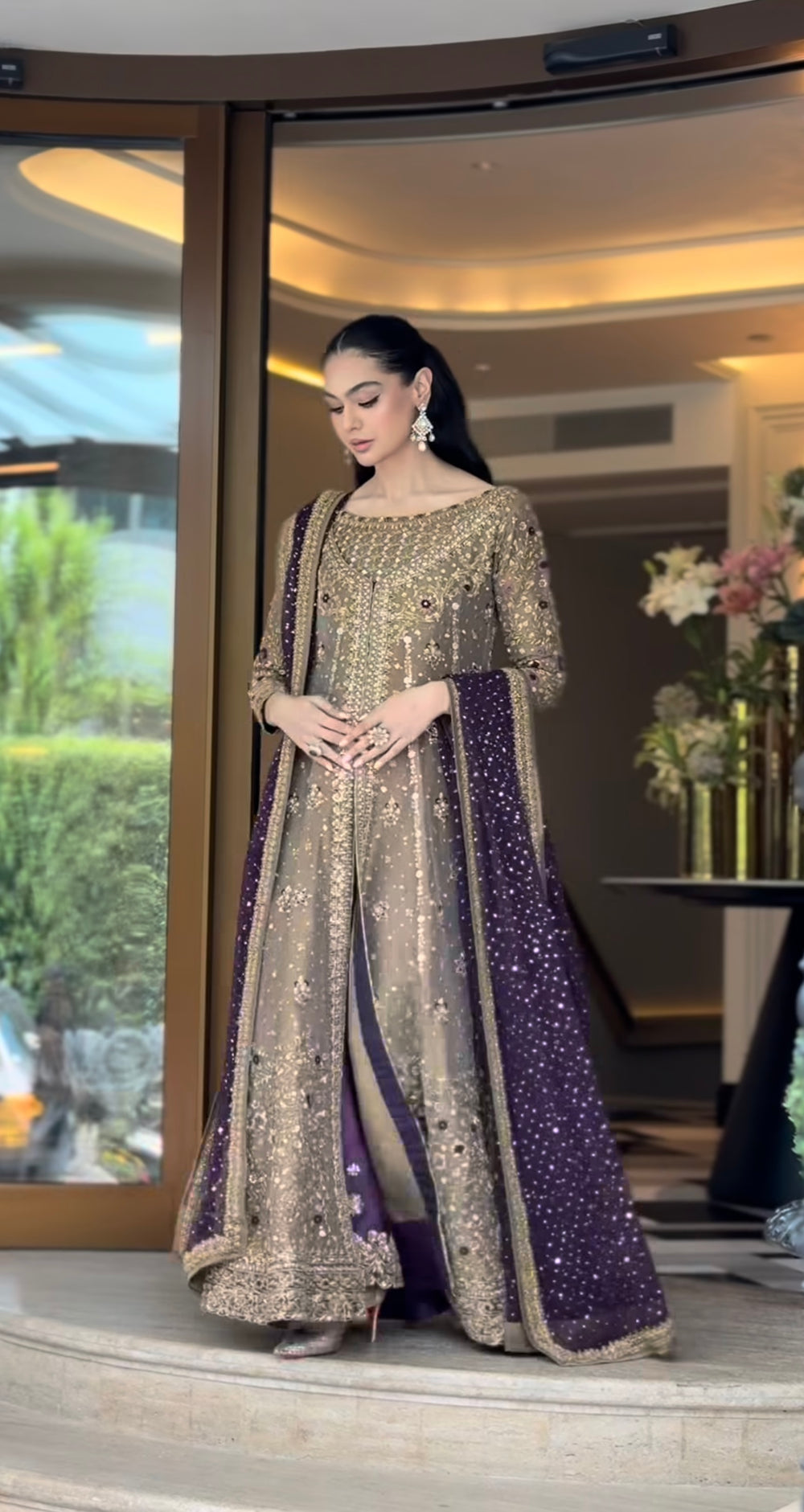 Aroha tissue masoori suit by Haris Shakeel - detail view
