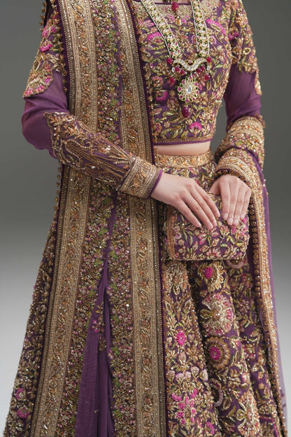 Mirbail wine net lehenga choli by Fahad Hussayn - additional view