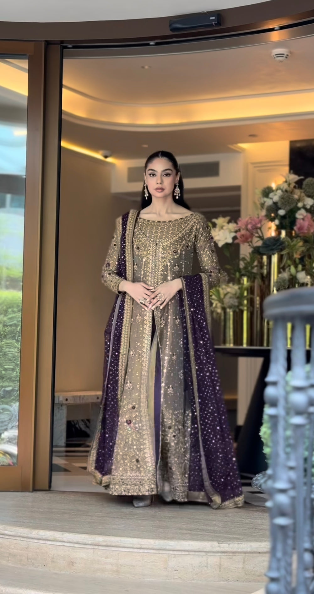 Aroha tissue masoori suit by Haris Shakeel - front view