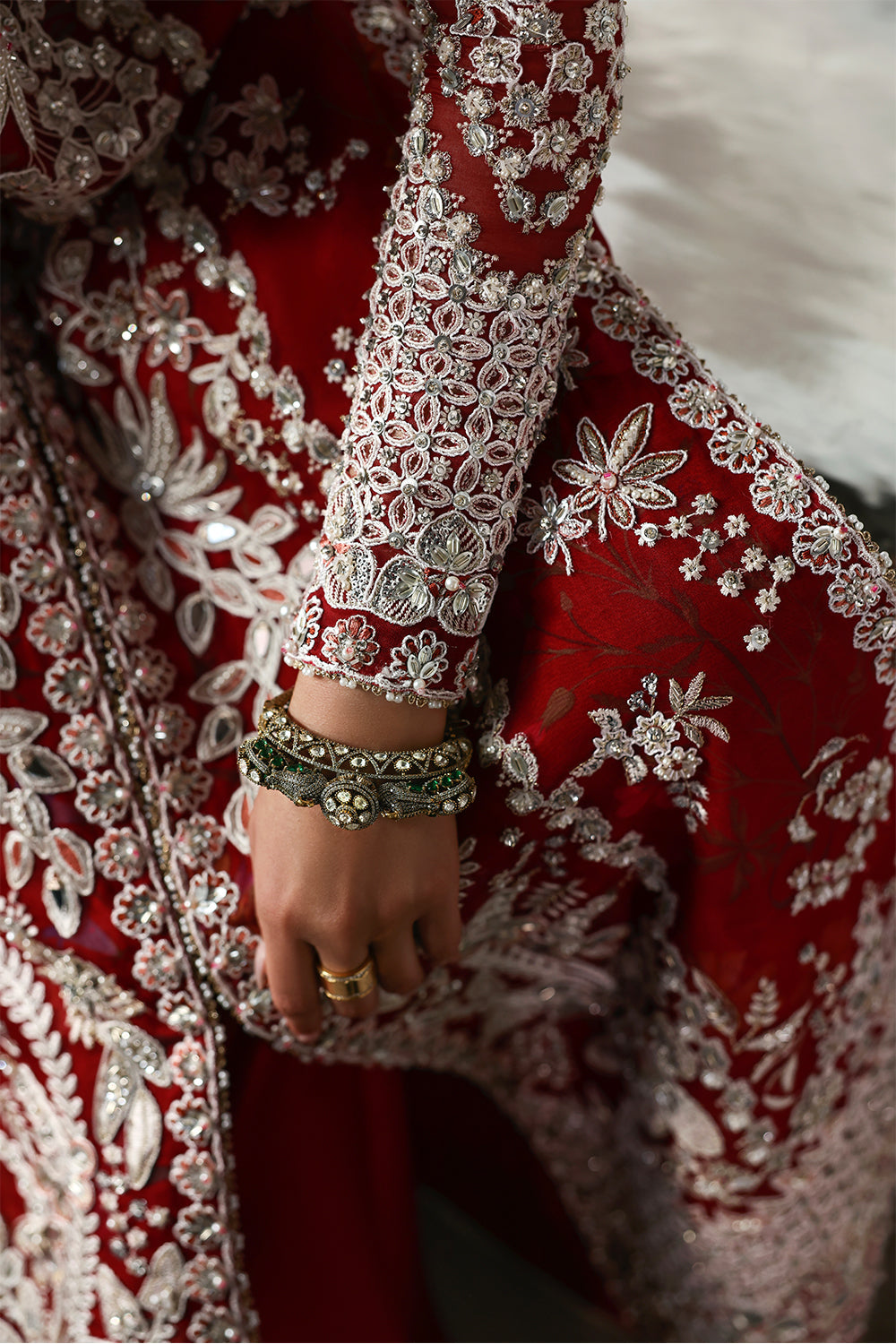 Solara raw silk suit by Soraya - close up